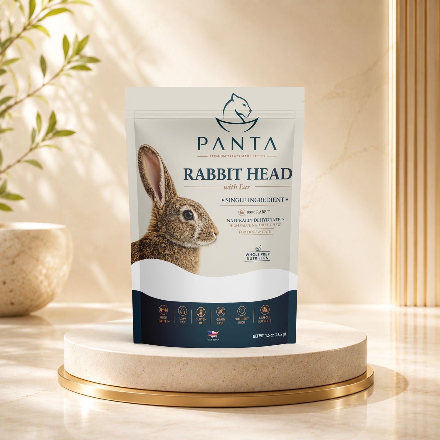 Panta Rabbit Head with Ears Dehydrated Wholesale