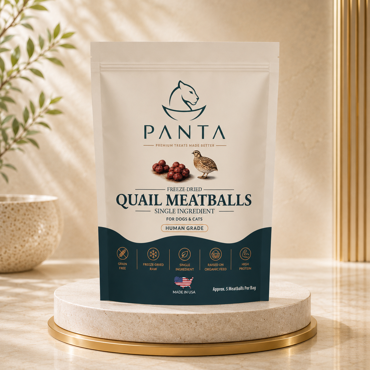 Panta Freeze-Dried Quail Meatballs -wholesale